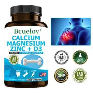 Calcium, Magnesium, Zinc, Vitamin D3 Supplement -120 Capsules