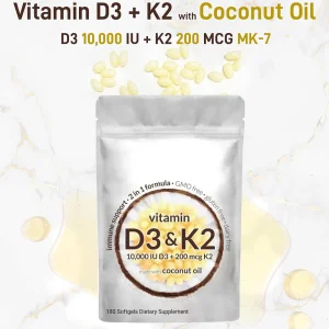 Vitamin D3 K2 10000 IU 300 Coconut Oil Softgels